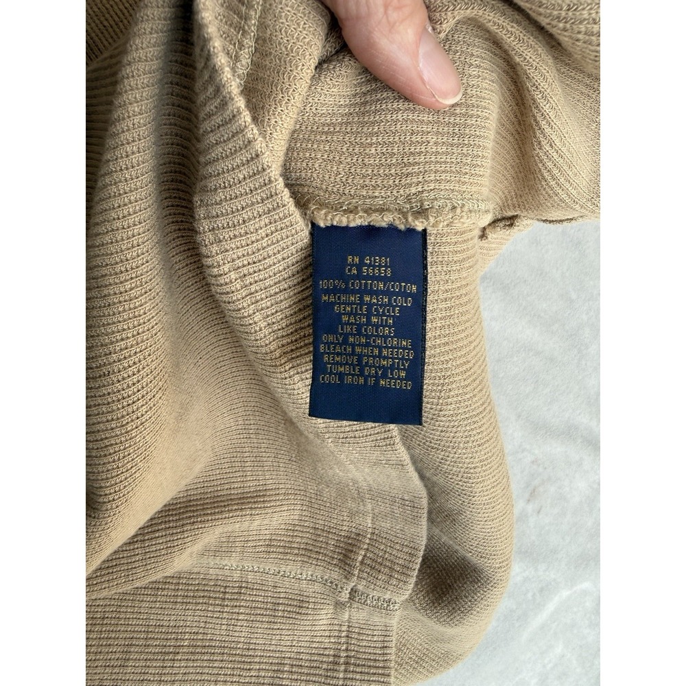 Polo Ralph Lauren Dress Boating Khaki Beige Waffle Knit Thermal Coastal Neutral - Picture 5 of 6